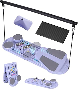 Pilates Board - 5-in-1 Pilates Reformer Set, Foldable Abdominal Trainer & Portable Sliding Workout Board for Women, Multifunctional Home Exercise Equipment