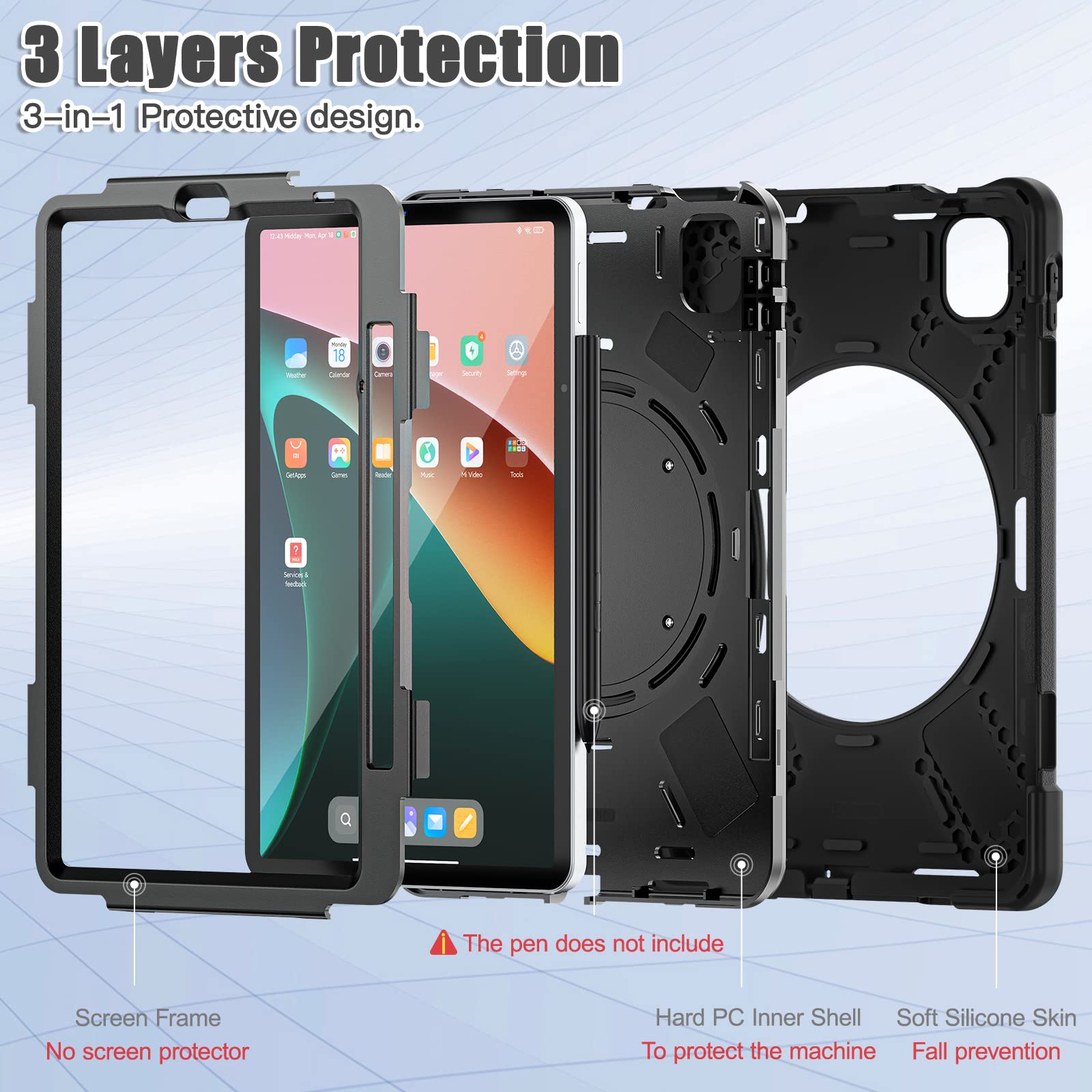 Custodia Con Tastiera Bluetooth Per Xiaomi Pad 6 / Pad 6 Pro 11'' (2023) - Layout Tedesco QWERTZ + Mouse - 3