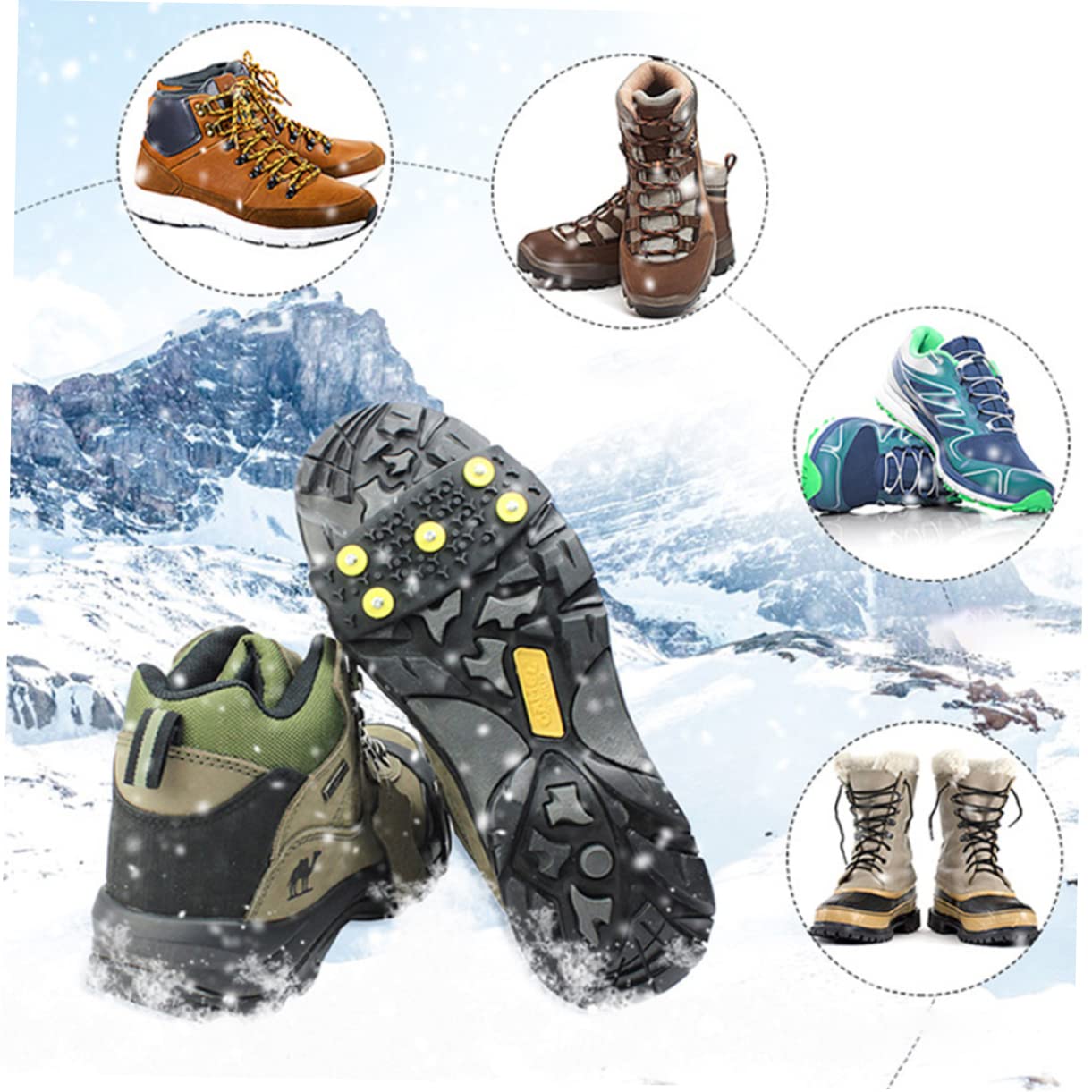 WOFASHPURET 2sets Outdoor - Shoe of Ice Grippers Flexible Base for Enhanced Traction and Ice Footwear Protector for Hiking and Walking