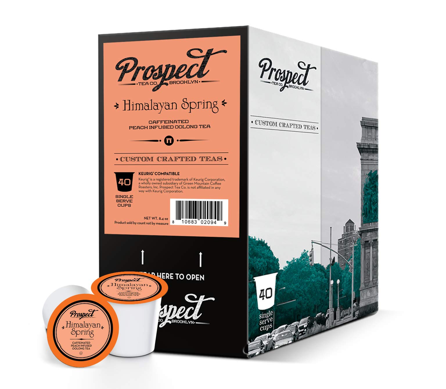 Prospect Tea - Cialde per tè Oolong con infusione di pesca dell'Himalaya, compatibili con produttori di birra K Cup, incluse 2,0, 40 pezzi