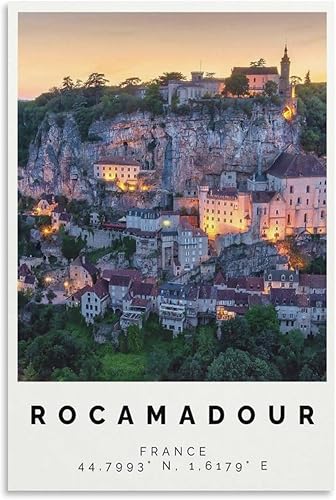 Rocamadour Poster Bunter Druck, Rocamadour Wandkunst, Rocamadour Foto Dekor, Okzitanien,Büro Wandkun Poster for Room Aesthetics Canvas Wall Art disponible en Yaxa Peru