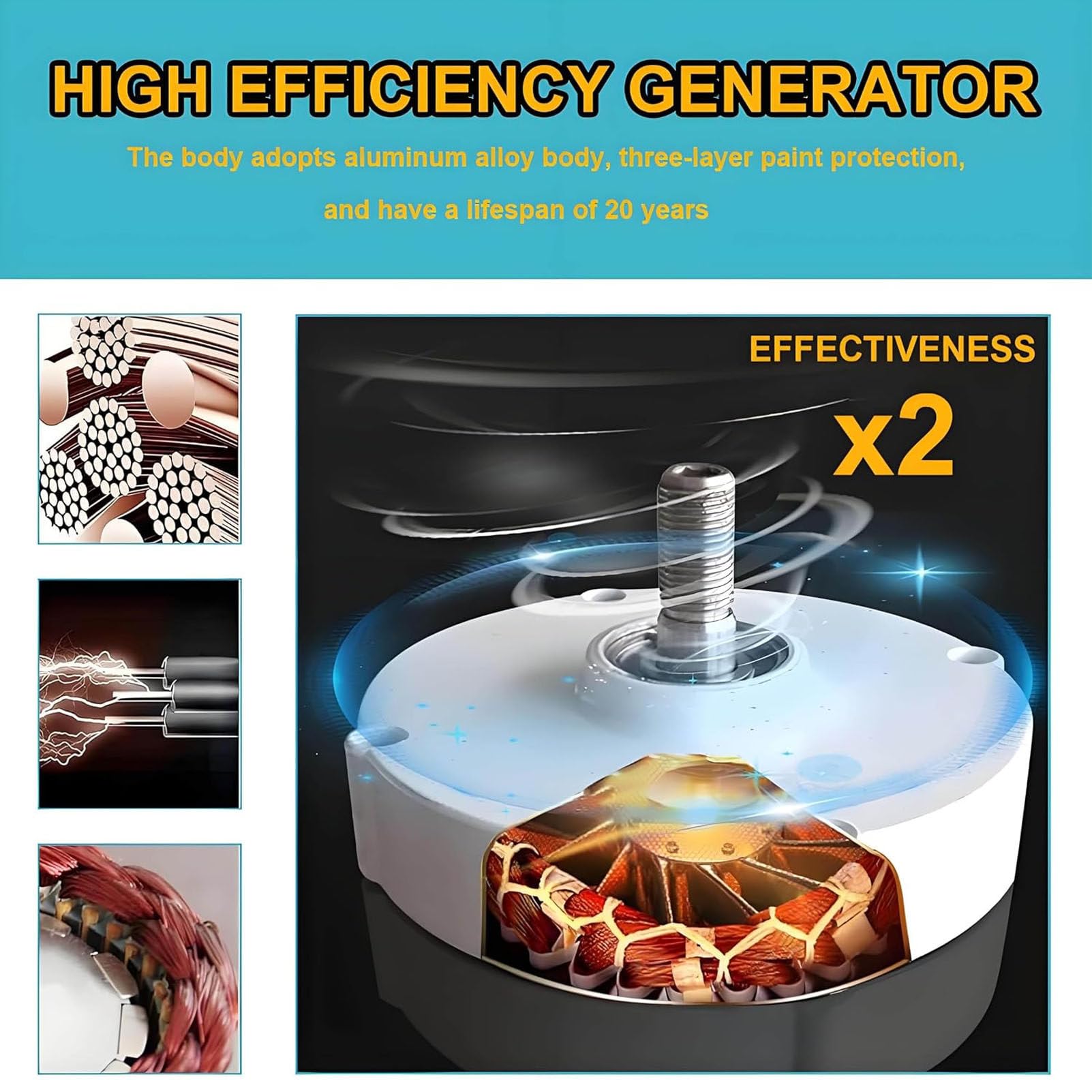 Trójfazowy silnik synchroniczny prądu przemiennego o mocy 12000 W, generator z magnesami trwałymi, bezprzekładniowy silnik elektryczny z magnesami trwałymi o niskiej prędkości obrotowej 48V