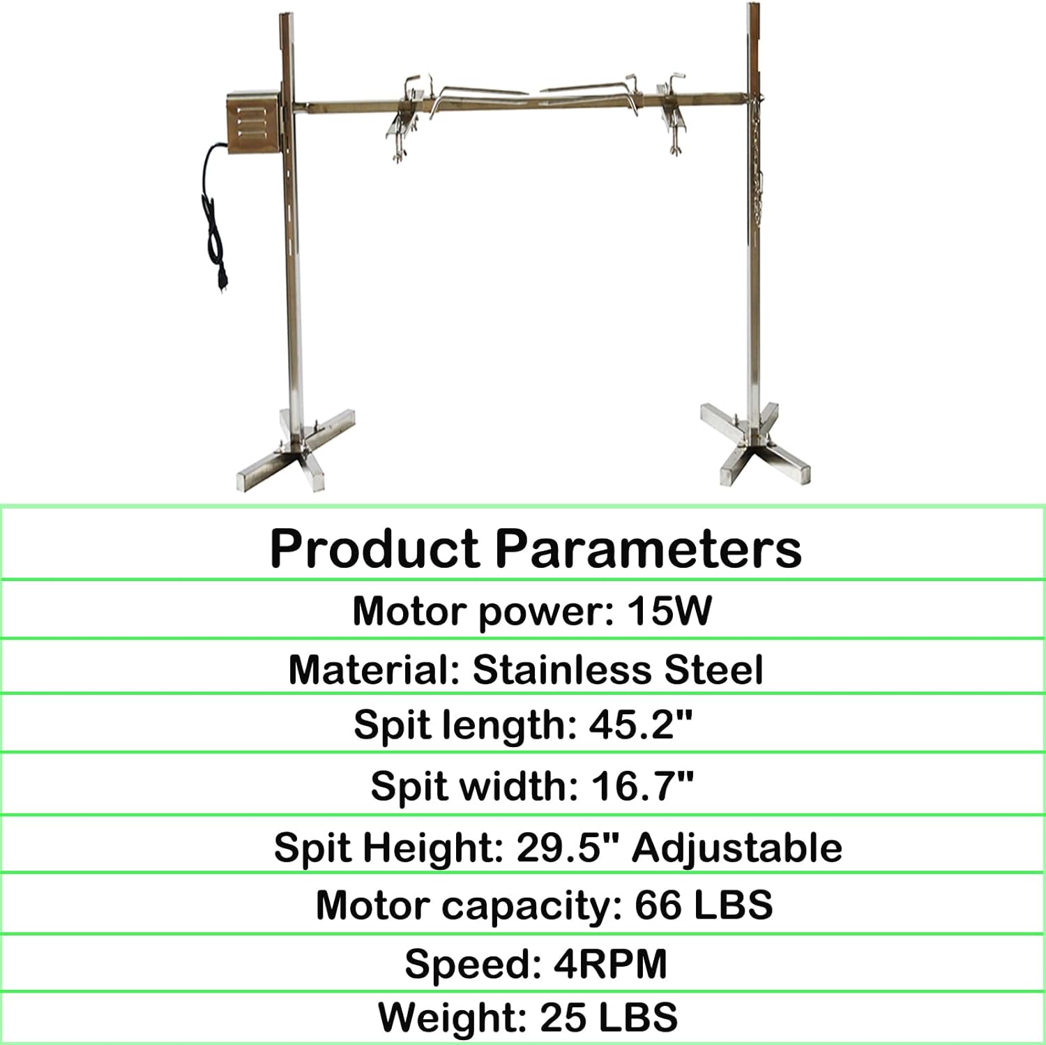 Stainless Steel BBQ Grill, BBQ Rotisserie Grill and Stove Outdoor for Family Gatherings, Outdoor Picnics, Camping, 110V