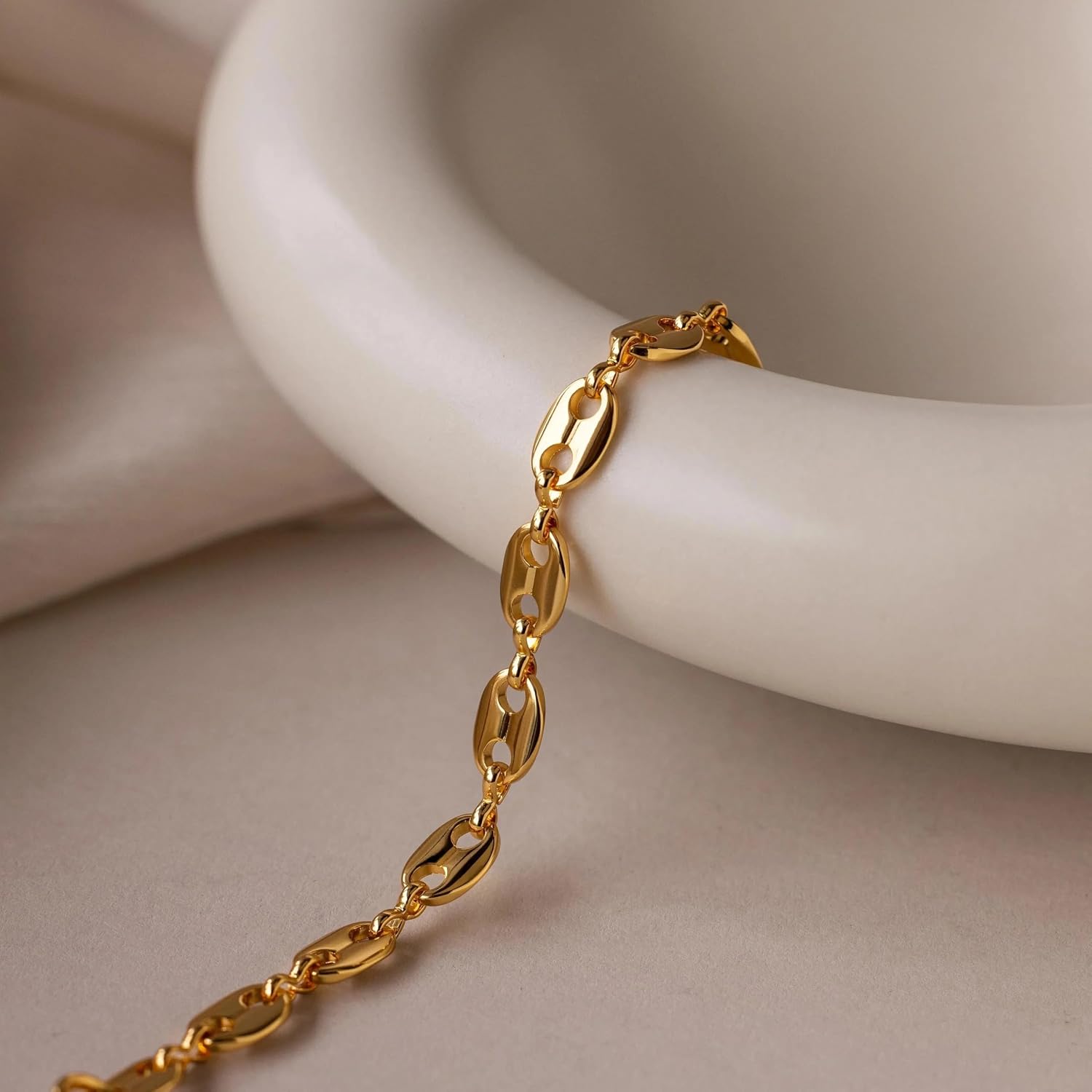 CAITLYNMINIMALIST 18K Gold Plated Bold Chunky Stacking Statement Bracelets for Women