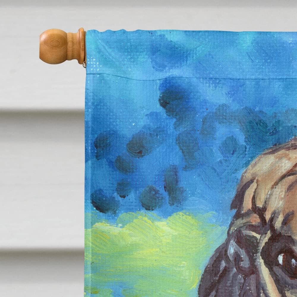 Caroline's Treasures 7313CHF Fawn French Bulldog in Flowers House Flag Large Porch Sleeve Pole Decorative Outside Yard Banner Artwork Wall Hanging, Polyester, House Size, Multicolor