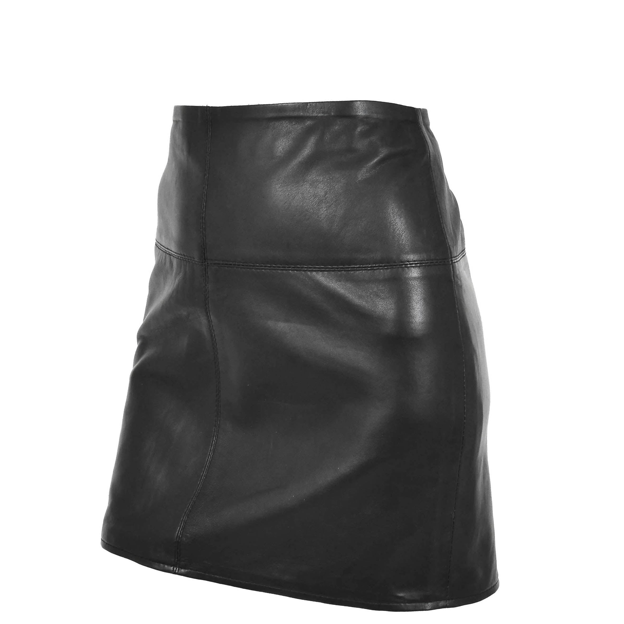 DR567 - Gonna a tubino da donna, in pelle, lunghezza 40,6 cm, colore nero