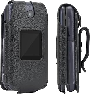 BELTRON Leather Fitted Case for Alcatel Go Flip 4 / TCL Flip Go / TCL Flip Pro Phone - Secure Form Fit Cover with Built-in Screen Protection & Rotating Metal Belt Clip (4056/4058)
