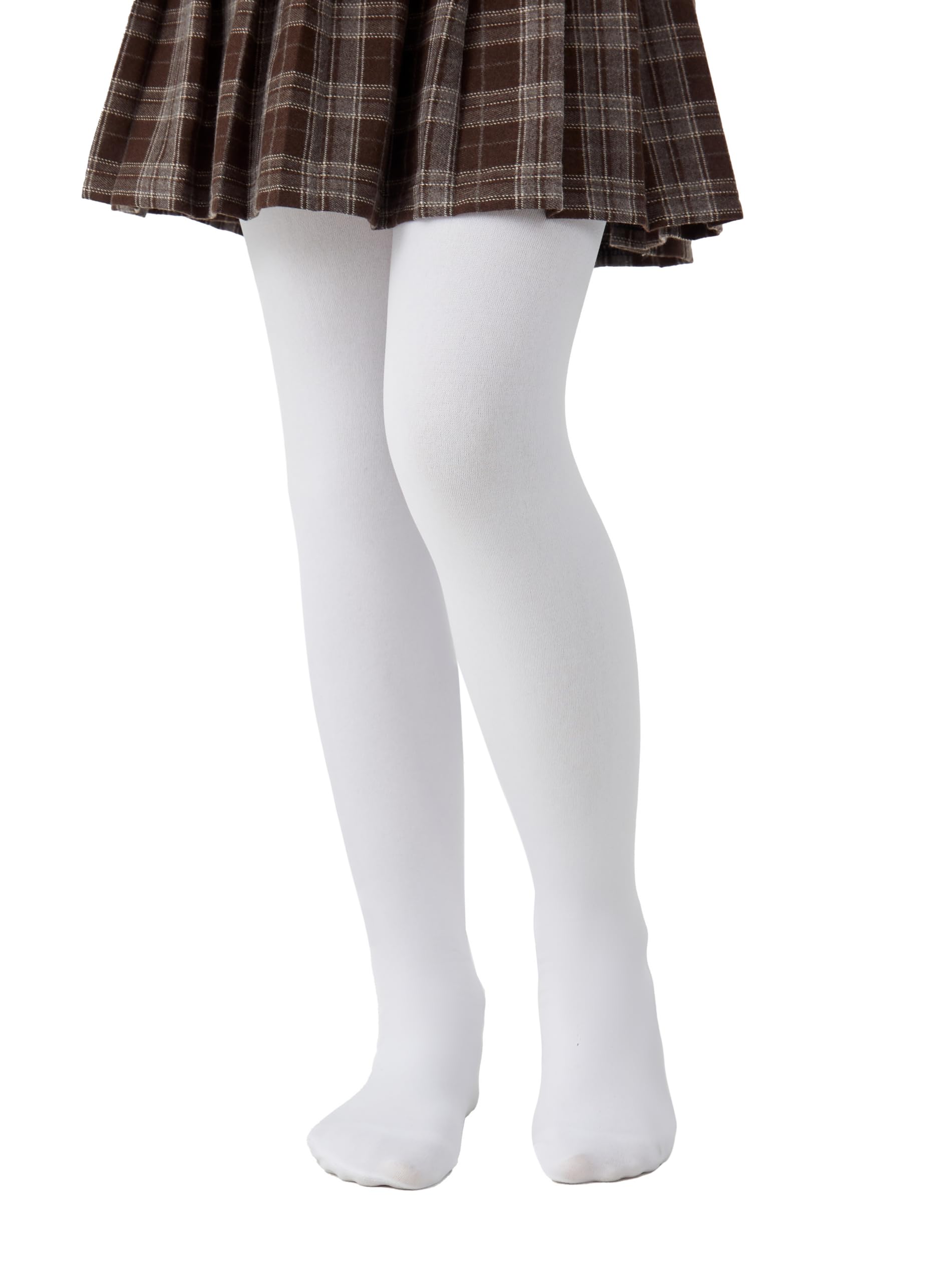 HeyUU Thermo Strumpfhose Mädchen Gefütterte Leggings Kinder Ballettstrumpfhose Winter Warm Thermal Tights Weiß 4-6 Jahre