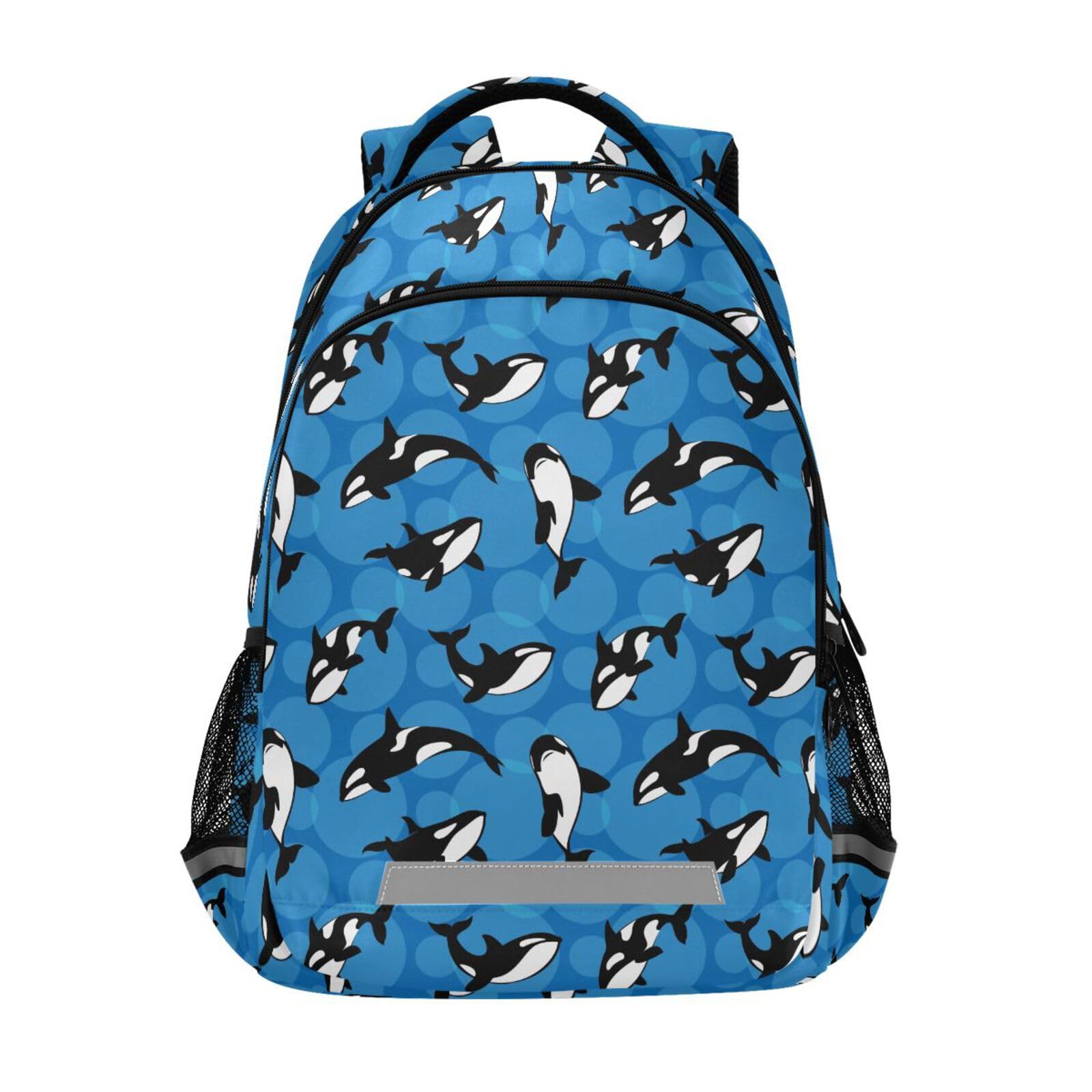 Jhkku Boys Killer Whale Orca 01 Kids Backpack For Girls Bookbags School Backpack Elementary Bags Travel Daypack With Reflective Strip, Daypack Backpacks