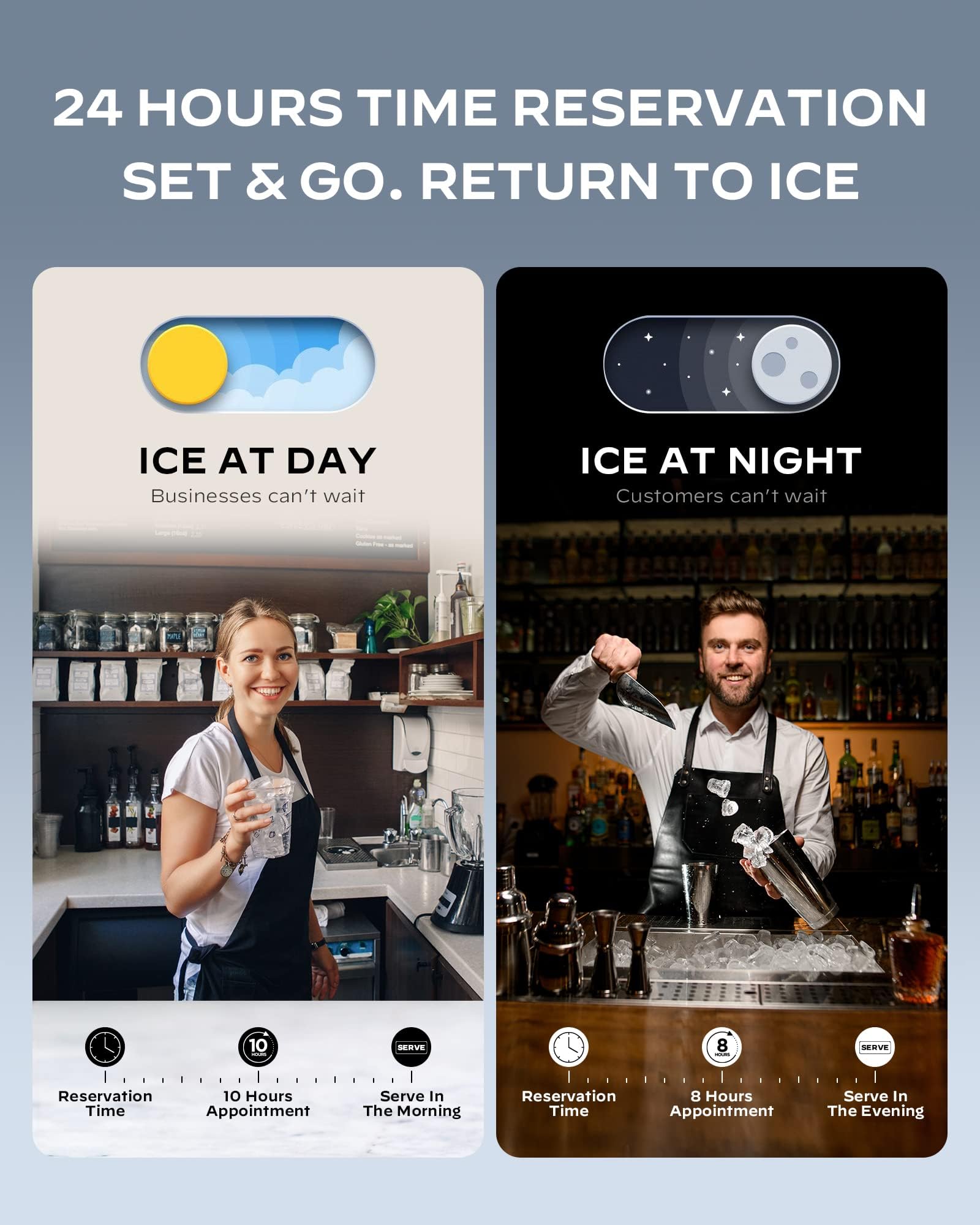 Silonn Commercial Ice Maker Machine, 84LBS/24H with 30lbs Bin, Full Heavy Duty Stainless Steel Construction, Self-Cleaning, Clear Cube for Home Bar, Include Scoop, Connection Hose on Fridge.com