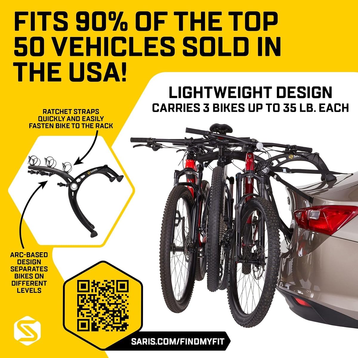 Saris Bones EX 3-Bike Trunk Rack view 3
