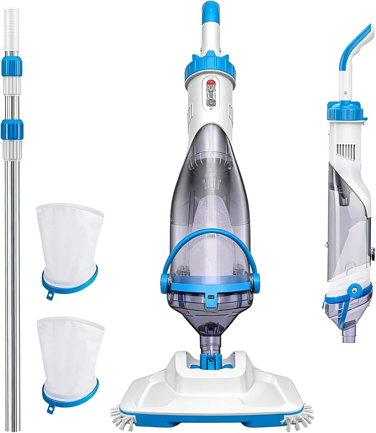 Pool Vacuum for Above Ground Pool & Inground Pools, Consciot Cordless Handheld Rechargeable Pool Cleaner with Telescopic Pole up to 88", 18.5 GPM Suction, 13.4" Wide Head, 60M Runtime for Spas & More