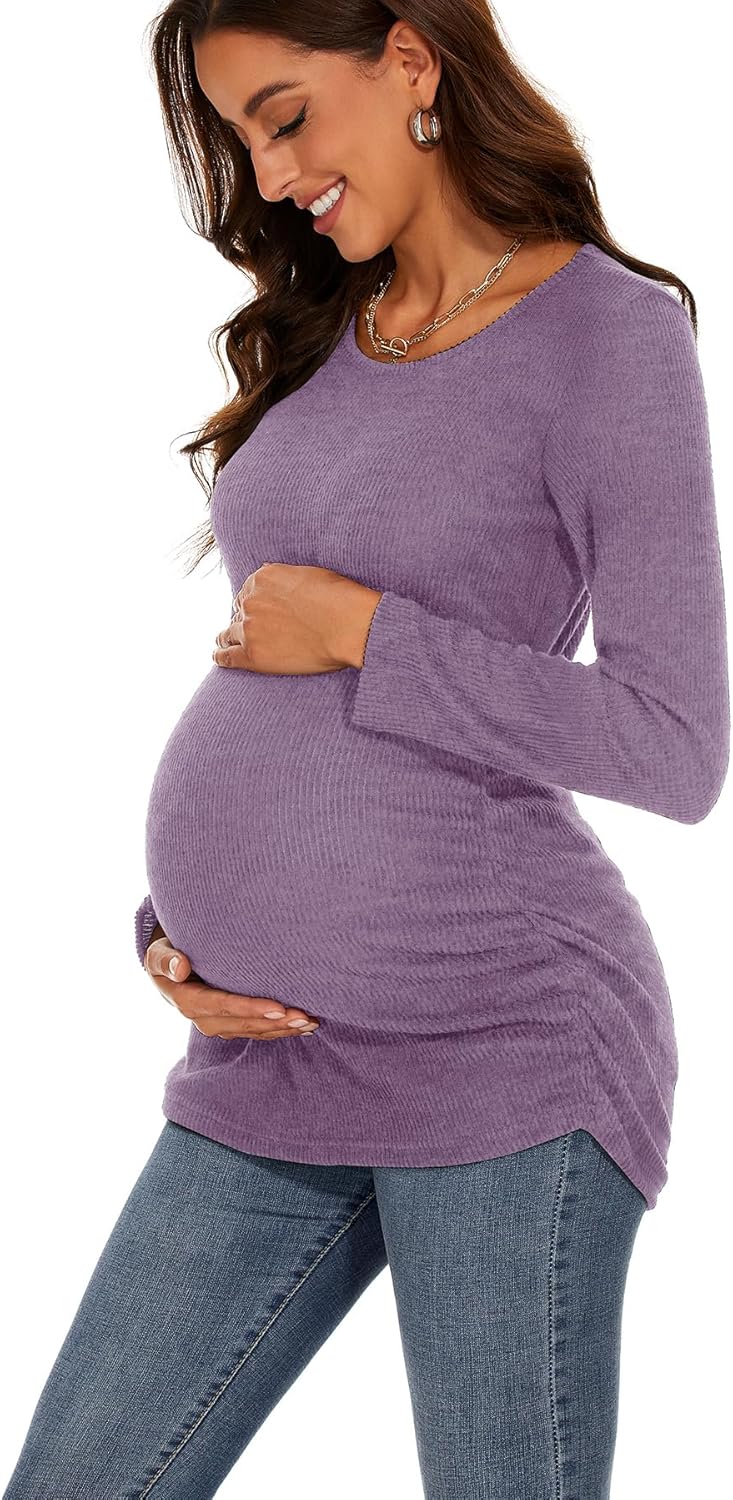 Smallshow Women's Maternity Sweater Shirt Long Sleeve Pregnancy Top Clothes - Image 5