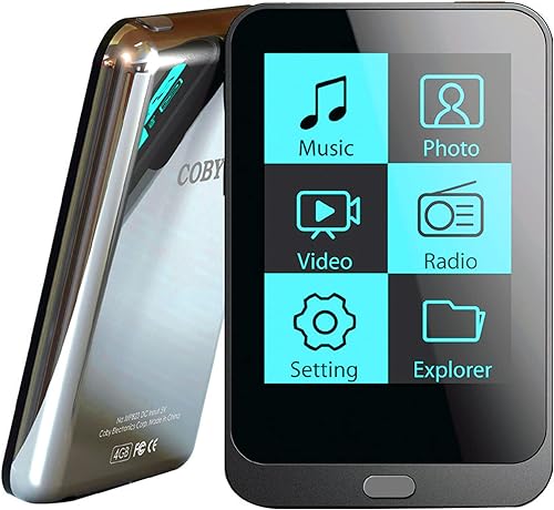 COBY Reproductor MP3 de video de 2 pulgadas de 4 GB con radio FM (negro), pantalla táctil LCD TFT, batería de litio recargable USB 2.0, reproduce