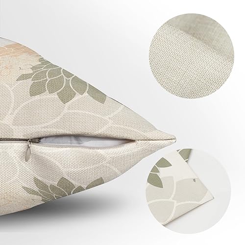 Miniatura 6 de Sorktse Juego de 2 fundas de almohada de dalia gris crema de 16 x 16 pulgadas, fundas de almohada de dalia floral de dalia moderna con líneas
