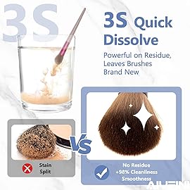Alyfini Makeup Brush Cleaner Solution + Scrub Basin Combo, Removes Tough Stain on Make Up Brushes Set/Sponge/Puffs, Deep Clean Inner Bristles from Waterproof Foundation/Concealer, 10.2 Fl Oz/300 ml