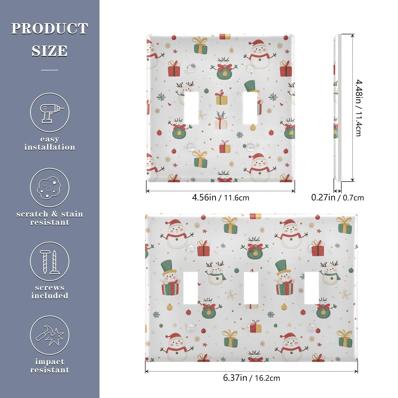 UMIRIKO Christmas Snowman Light Switch Cover Plate Covers Decorative Double Toggle Home Decor 202b7085