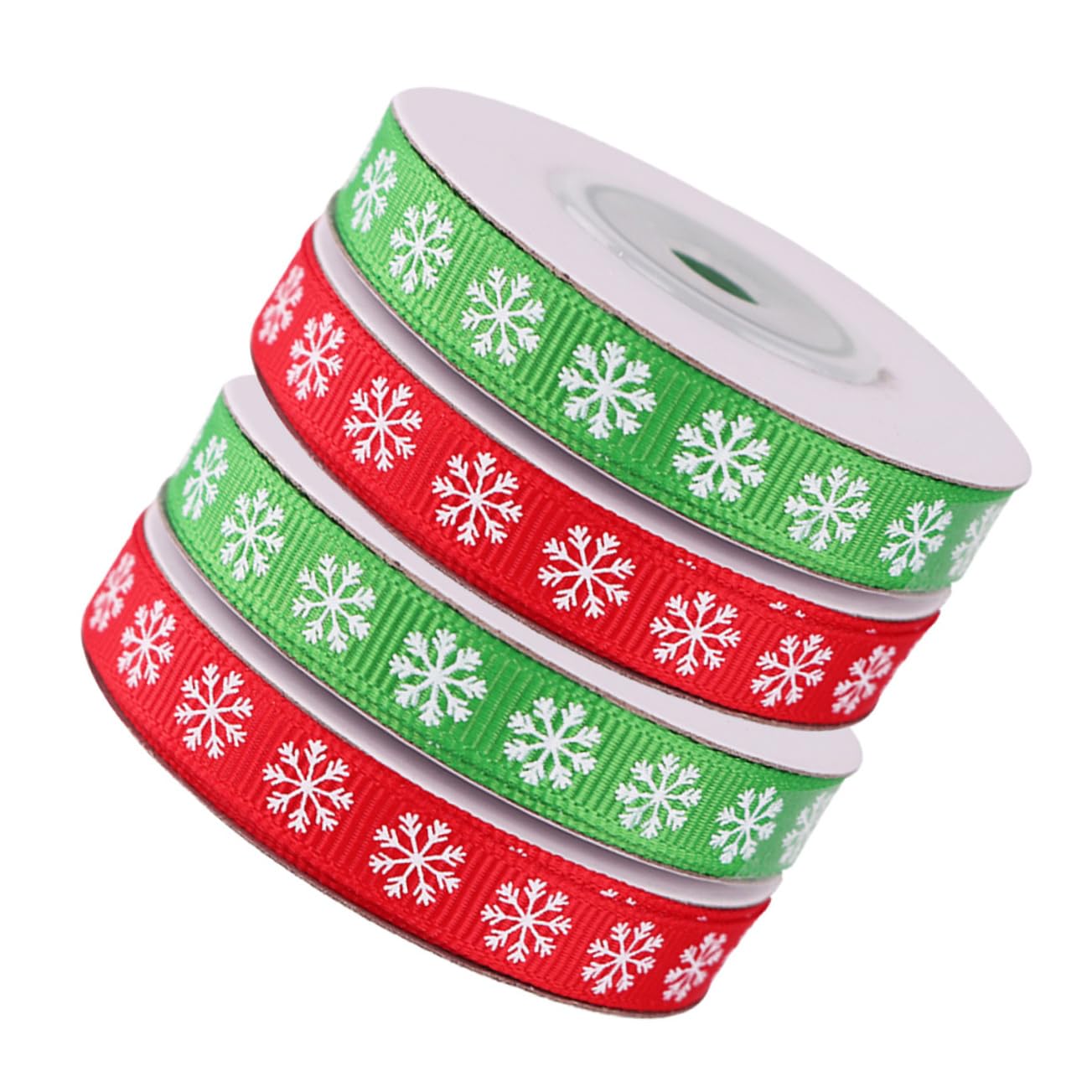 Angoily 12 Rollen Weihnachts Dekoband Breit Schneeflocken Geschenkband für DIY Geschenkverpackung Partydeko Rot Grün