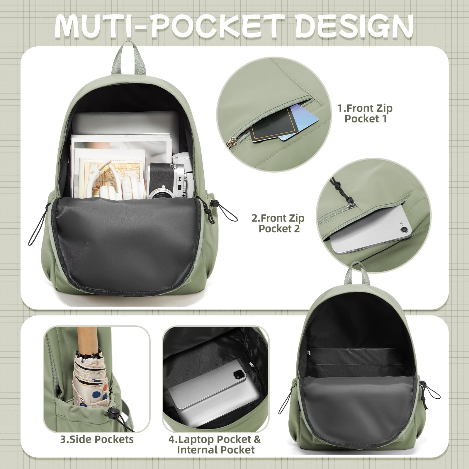 HYC00 Zaino Scuola Superiore Ragazza,Zaino da Scuola Media Ragazzo Zaino Università Leggero Resistente all'acqua College Casual Daypacks, Zaino PC 14 Pollici Zaini Scuola Cartella Adolescente