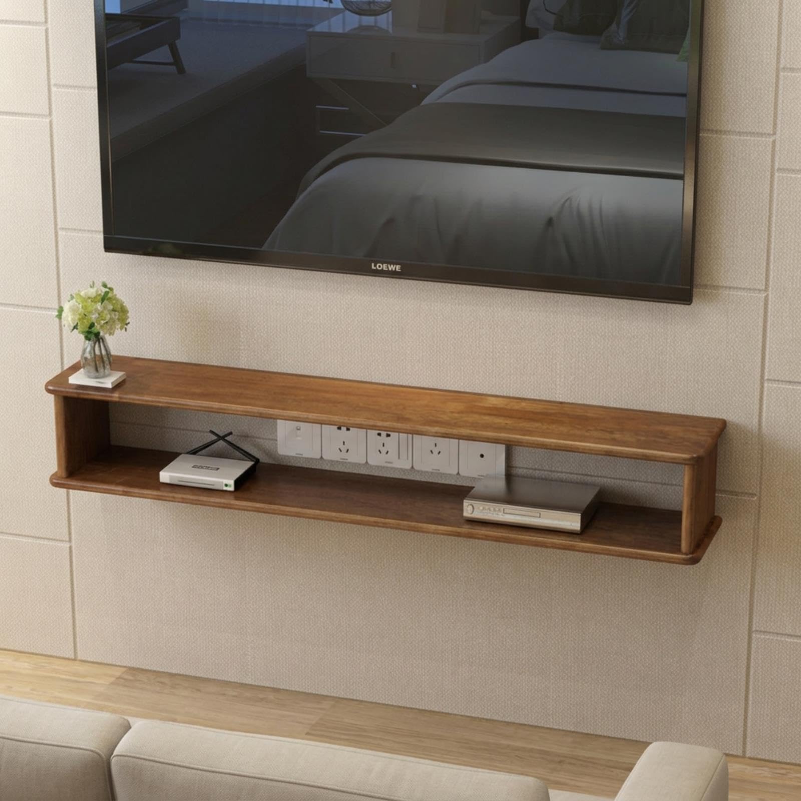 Wandregal Holz für WLAN Router – Offenes Regal für TV-Box & Modem