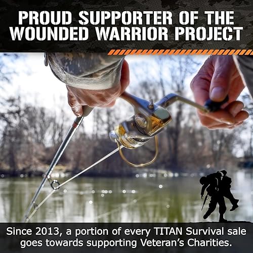 Miniatura 7 de Cordón supervivencia 550 Titan Paracord (3diámetro de 16 pulgadas) con integrada línea de pesca militar, fuego, patentado y cable trampa.