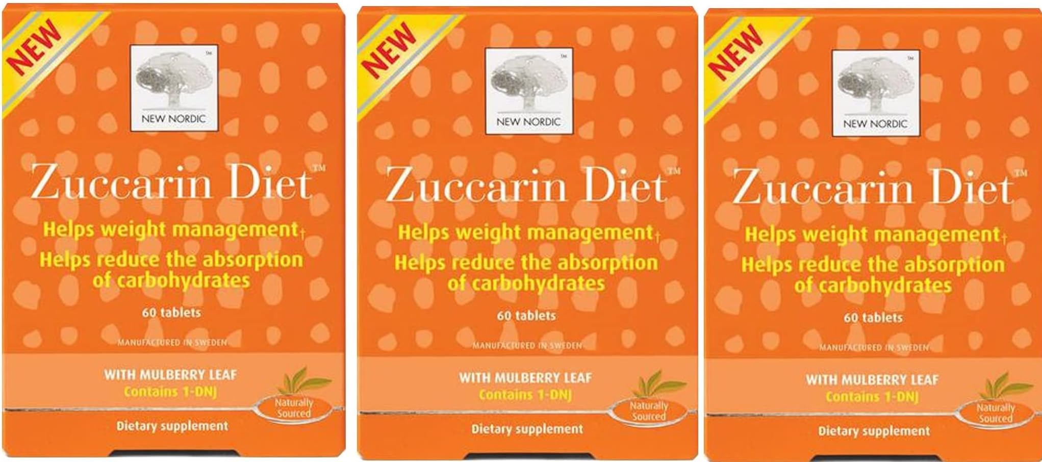 Mulberry Zuccarin, 60 Tabs by New Nordic US Inc (Pack of 3)