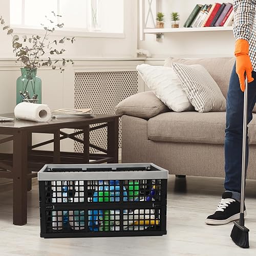 Miniatura 4 de Paquete de 4 cajas plegables de 42 litros, cajas de almacenamiento plegables de plástico grandes