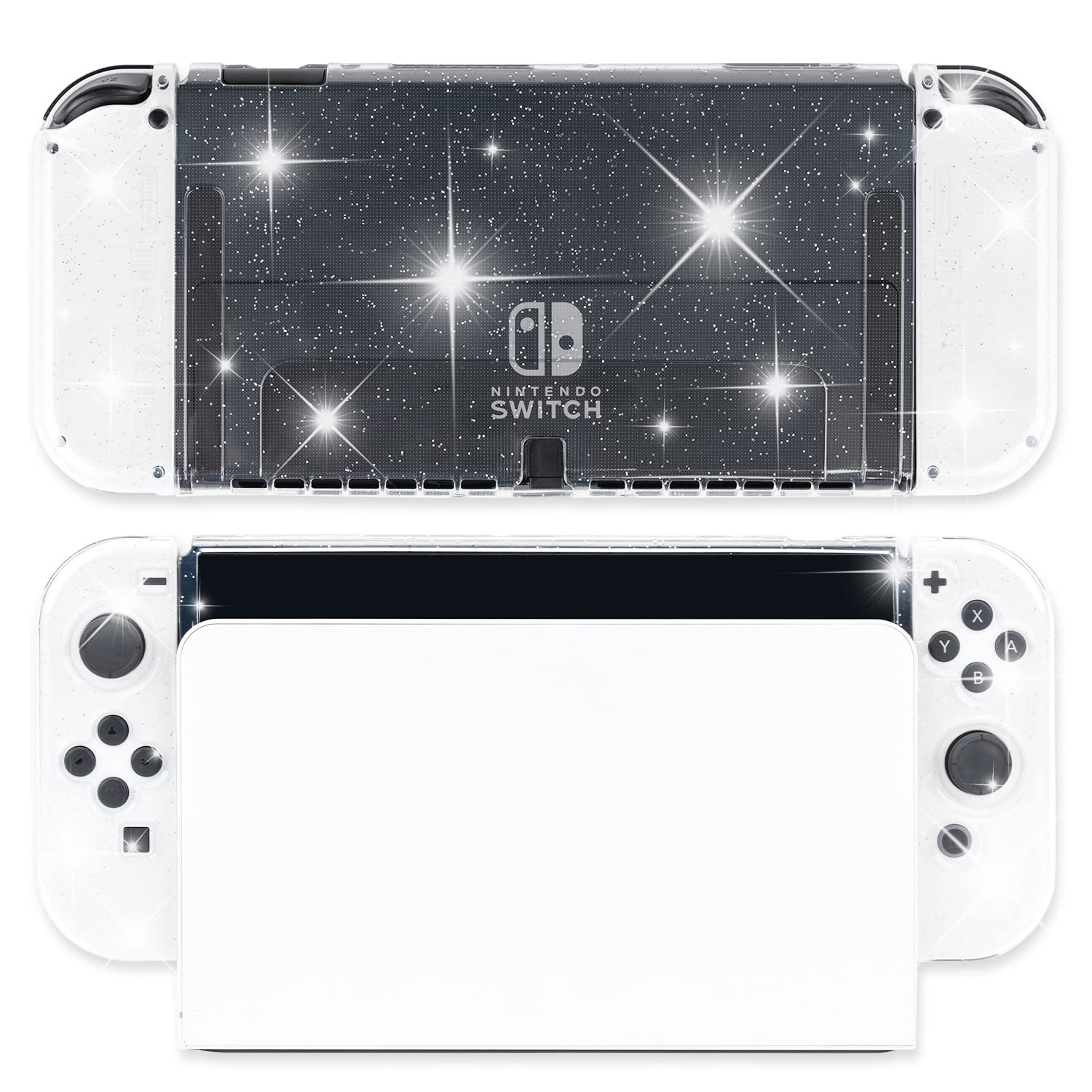Amazon.com: BelugaDesign Glitter Clear Case | Dockable Cute Kawaii Silver  Crystal Snap on Shell Cover Protective for Girls Women | Compatible with Nintendo  Switch OLED : Video Games