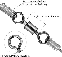 Vista 5 de Alwonder 100 paquetes de micro emerillones para pesca con mosca, pequeños emerillones giratorios de barril para aparejos de pesca con mosca