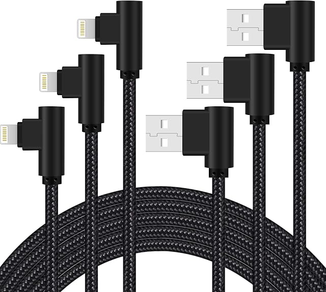 ANSEIP iPhone Charger Cable, 10FT/3M 90° Lightning Cable Nylon Braided Fast Charging iphone ipad Charger Compatible with iPhone 13 12 11 X 8 7 6 Plus iPad Pro Air mini and More