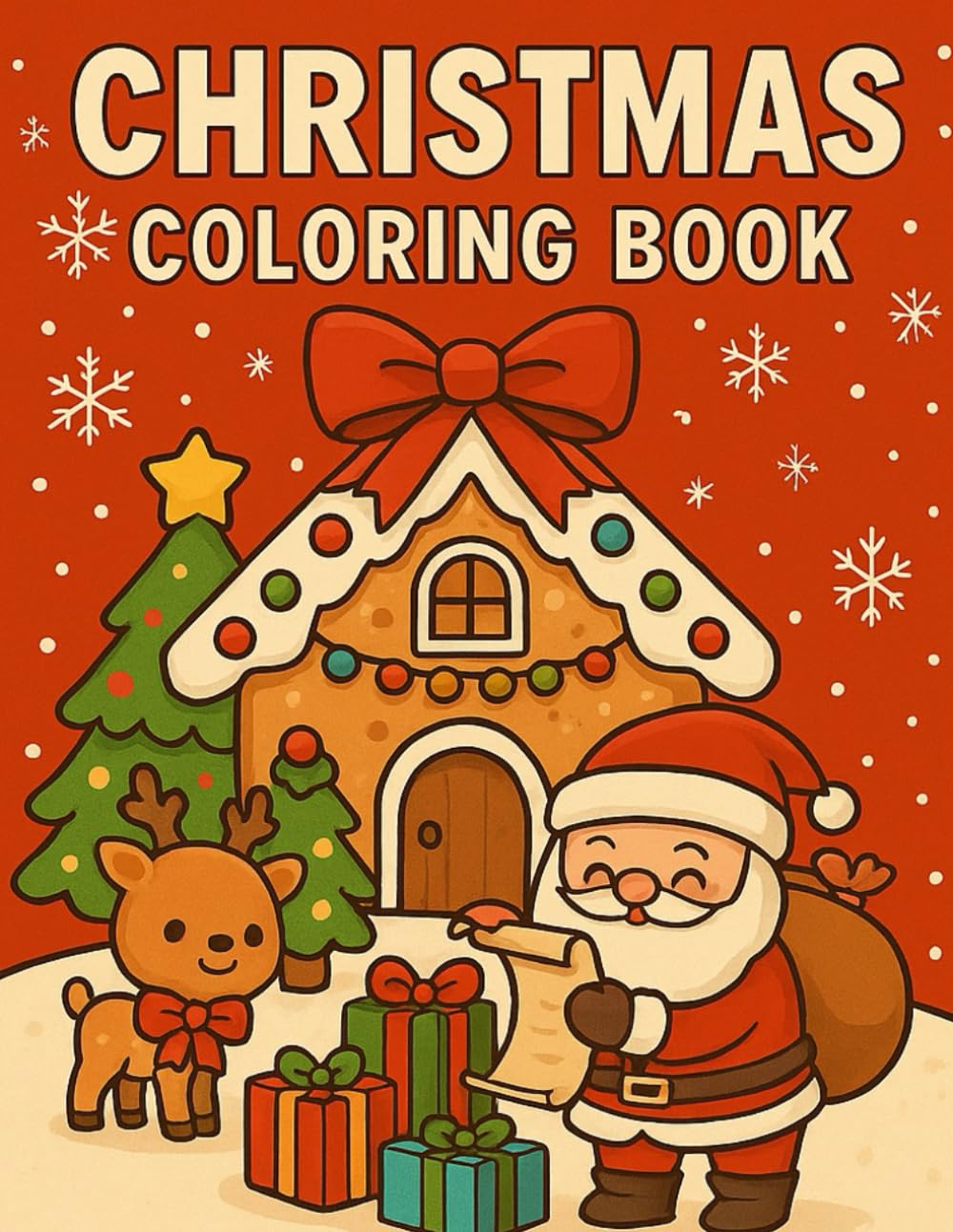 Christmas Coloring Book: Cute Holiday Kawaii Coloring Pages for Kids