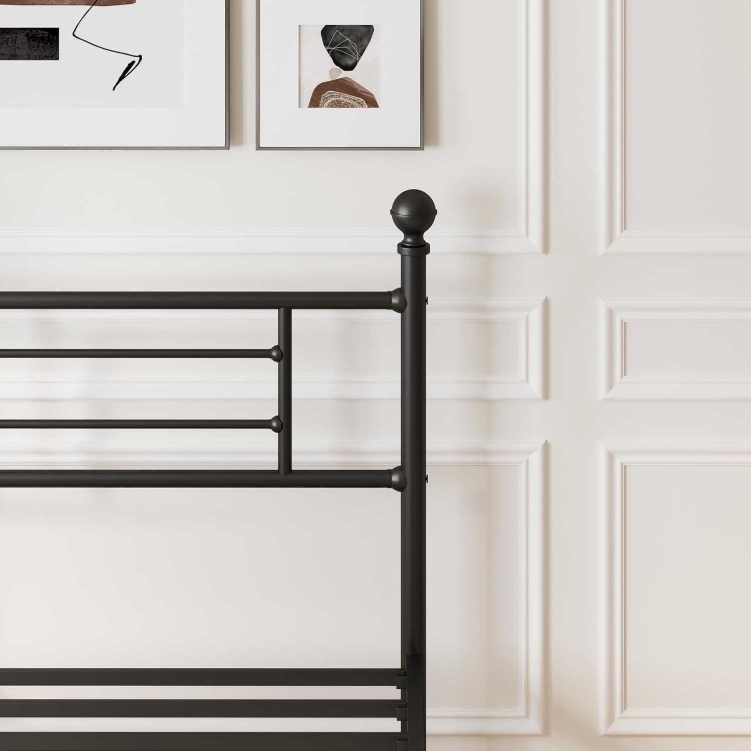 ZIYOO 18 Inch Metal Platform Bed Frame with Iron-Art Headboard/Footboard, Strong Metal Slats Support, Large Storage Space, No Box Spring Needed, Noise Free, Twin Size