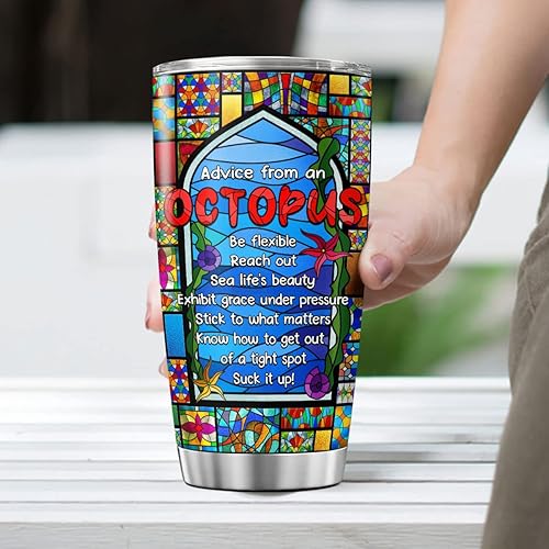 Miniatura 4 de Vaso de doble pared de pulpo, regalo de cumpleaños de acero inoxidable para amantes de los marinos marinos del mar, animales, mujeres, hombres, taza
