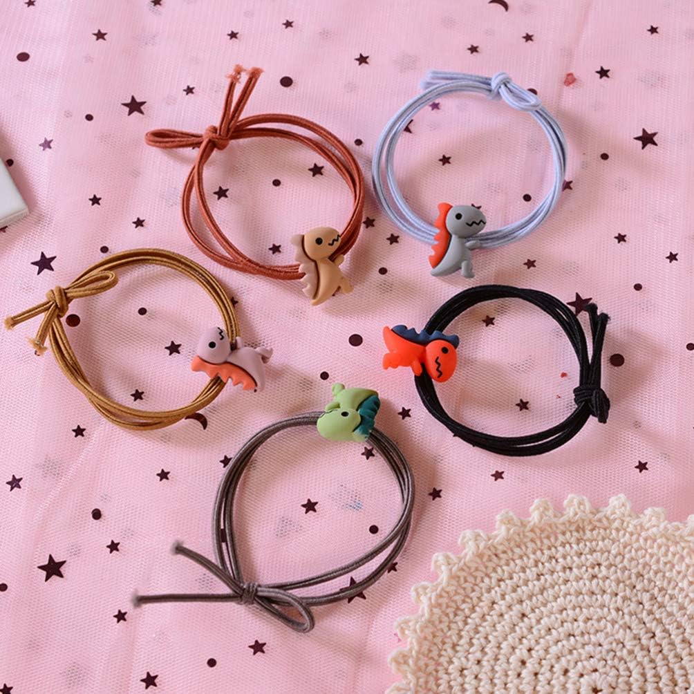 NUOBESTY 20pcs Cute Cartoon Hair Holders Hair Ties Ponytail Holders Hair Bands Ropes Dinosaur Animal Hair Accessories - Image 4