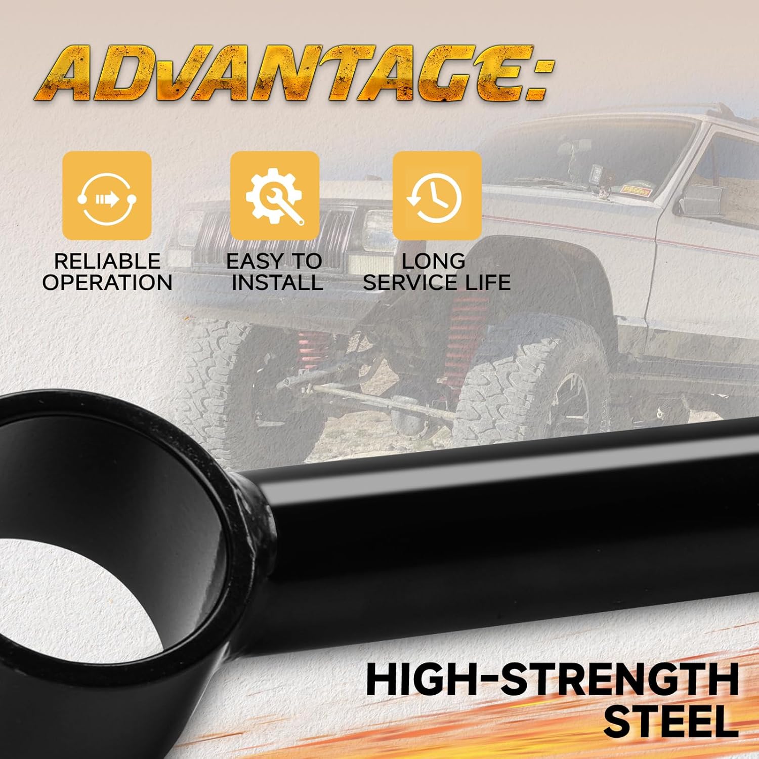 Adjustable Front Track Bar 4-6.5 inch lift Fit for 1984-2001 Jeep Cherokee XJ,Adjustable Panhard Bar Rod with Relocation Bracket,Black