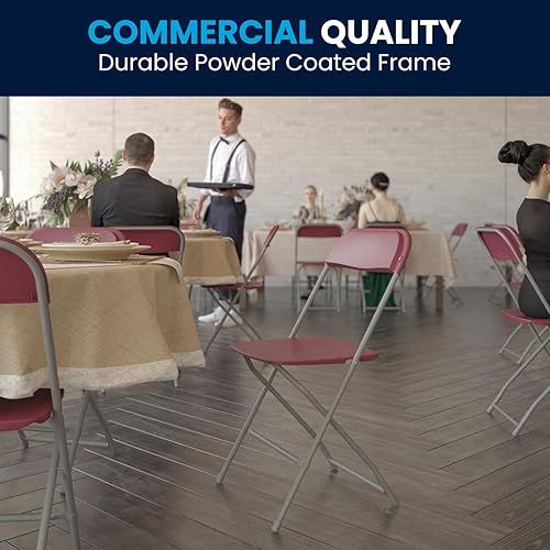 Miniatura 7 de Flash Furniture Hercules Series - Silla plegable de plástico, color rojo, paquete de 6, capacidad de peso de 650 libras, cómoda silla para eventos,