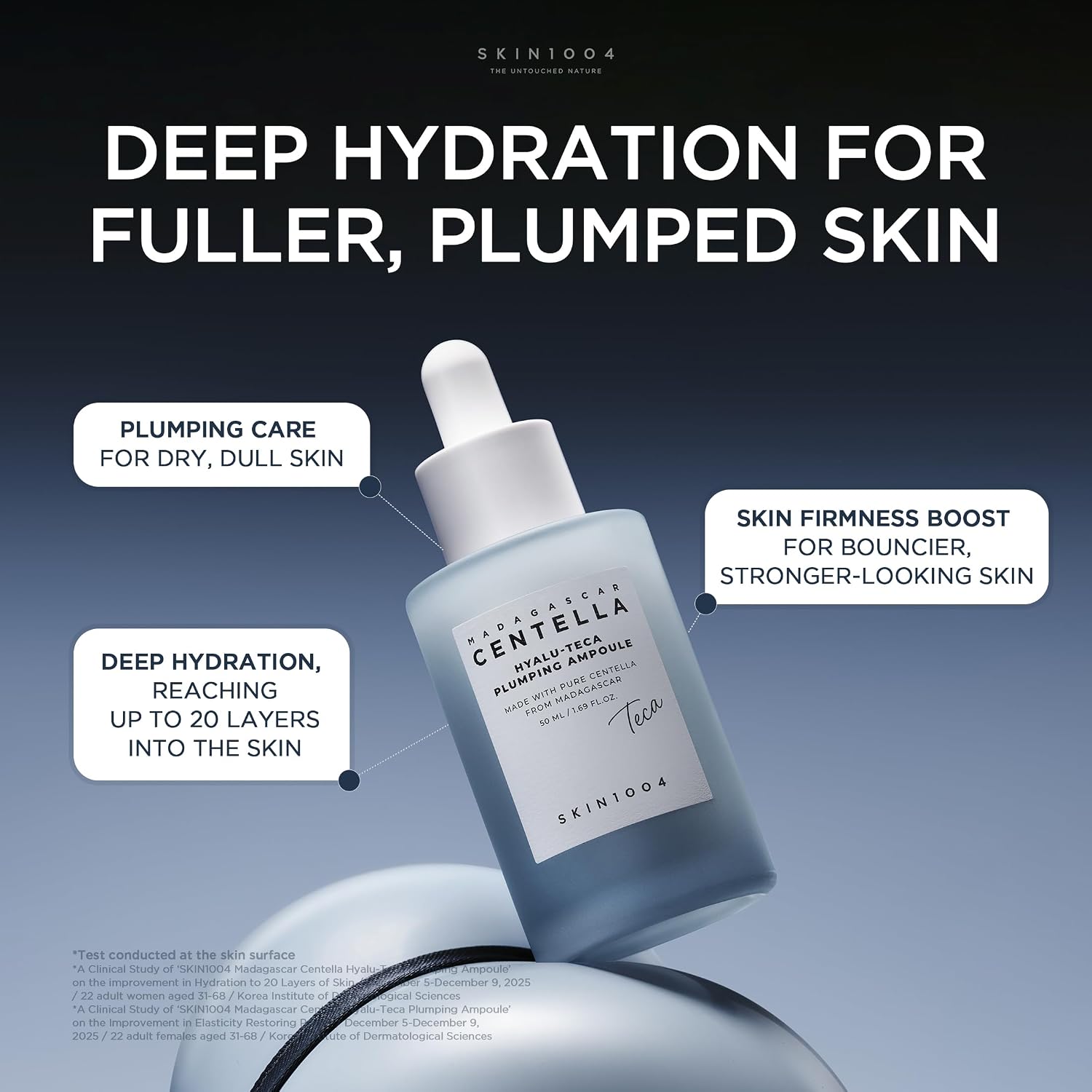 SKIN1004 Hyalu TECA Plumping Ampoule, Hyaluronic Acid Serum for Dewy Glow Skin, Hydrating Face Serum with Soothing Centella & Ceramide, Peptides for Firming Skin, Korean Skin Care, 1.69 fl.oz / 50ml
