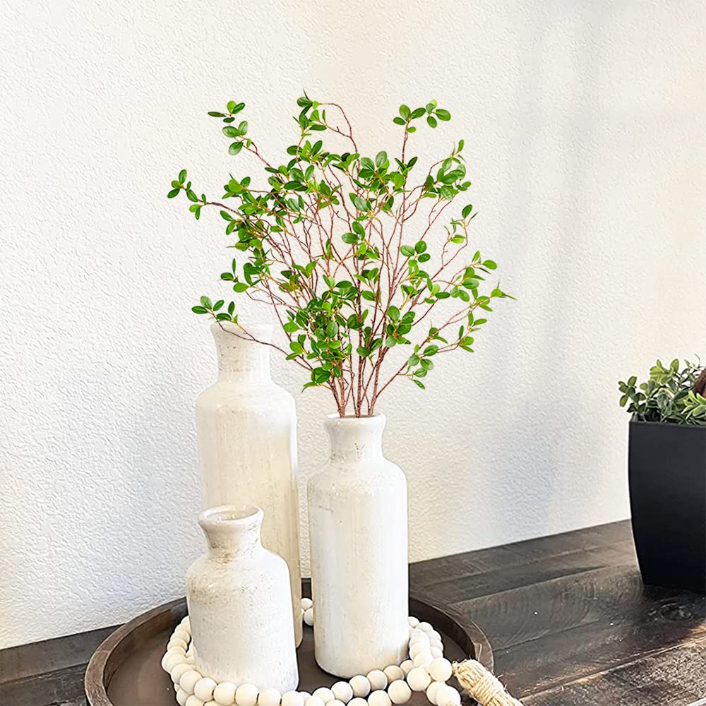 Antspirit 3 rami artificiali per piante, steli di verde artificiali, rami finti per vaso, rami di eucalipto artificiale, ramoscello di ficus finto ( 114,3 cm per ogni ramo) (verde