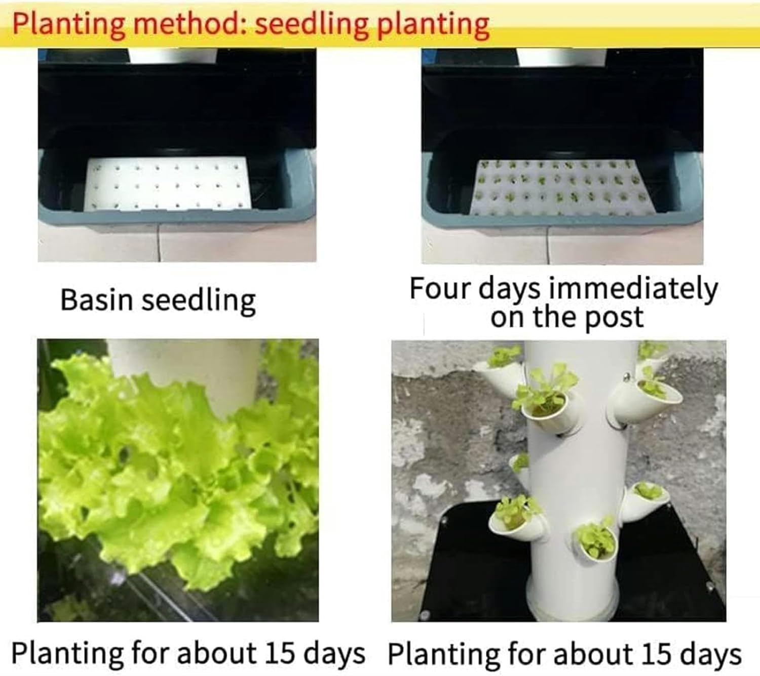 AMNOOL Hydroponic Tower Growing System, Indoor and Outdoor Growing System, soilless Culture Growing Tower, 45-Hole aeroponic Growing kit