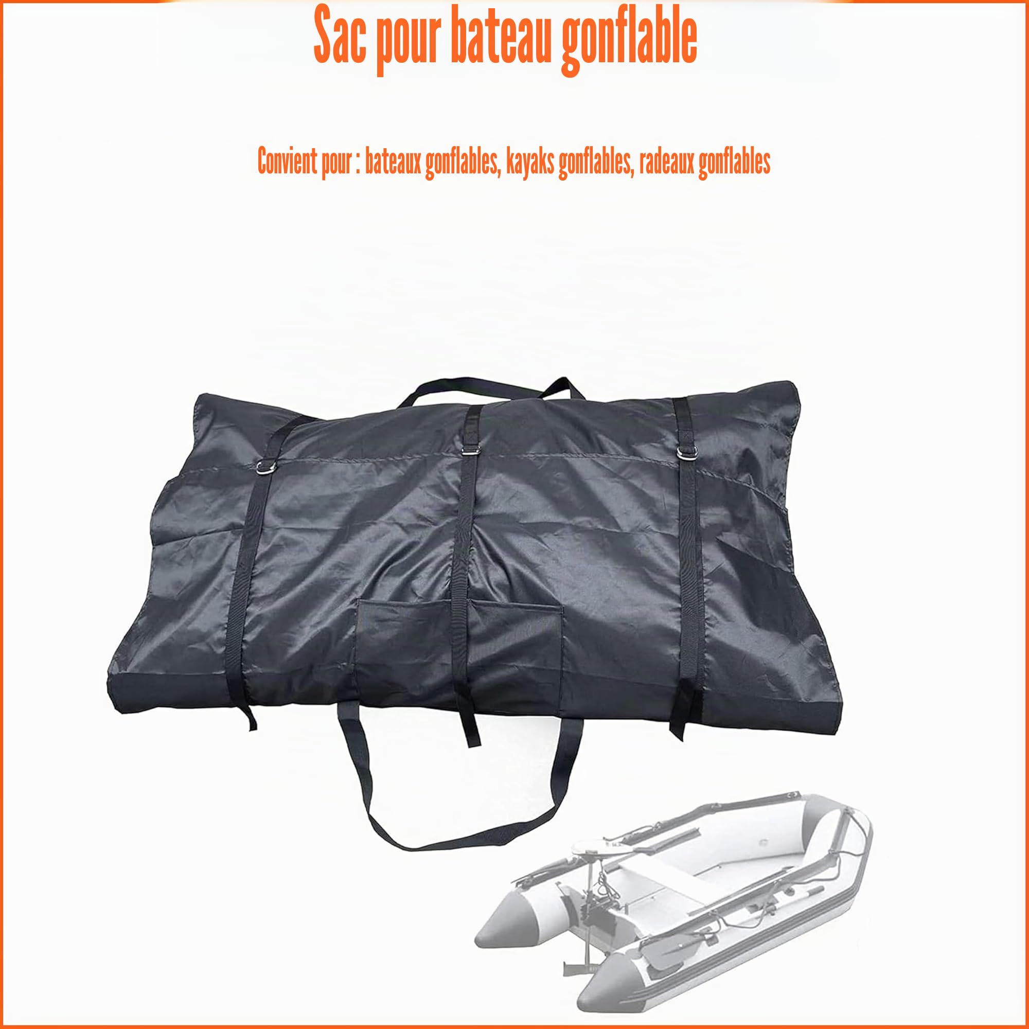 Sac de rangement pour bateau gonflable - Sac de transport pliable pour bateau gonflable (coque) - Sac de rangement et de transport adapté pour les bateaux gonflables de 2,1 à 3,4 m (230-330
