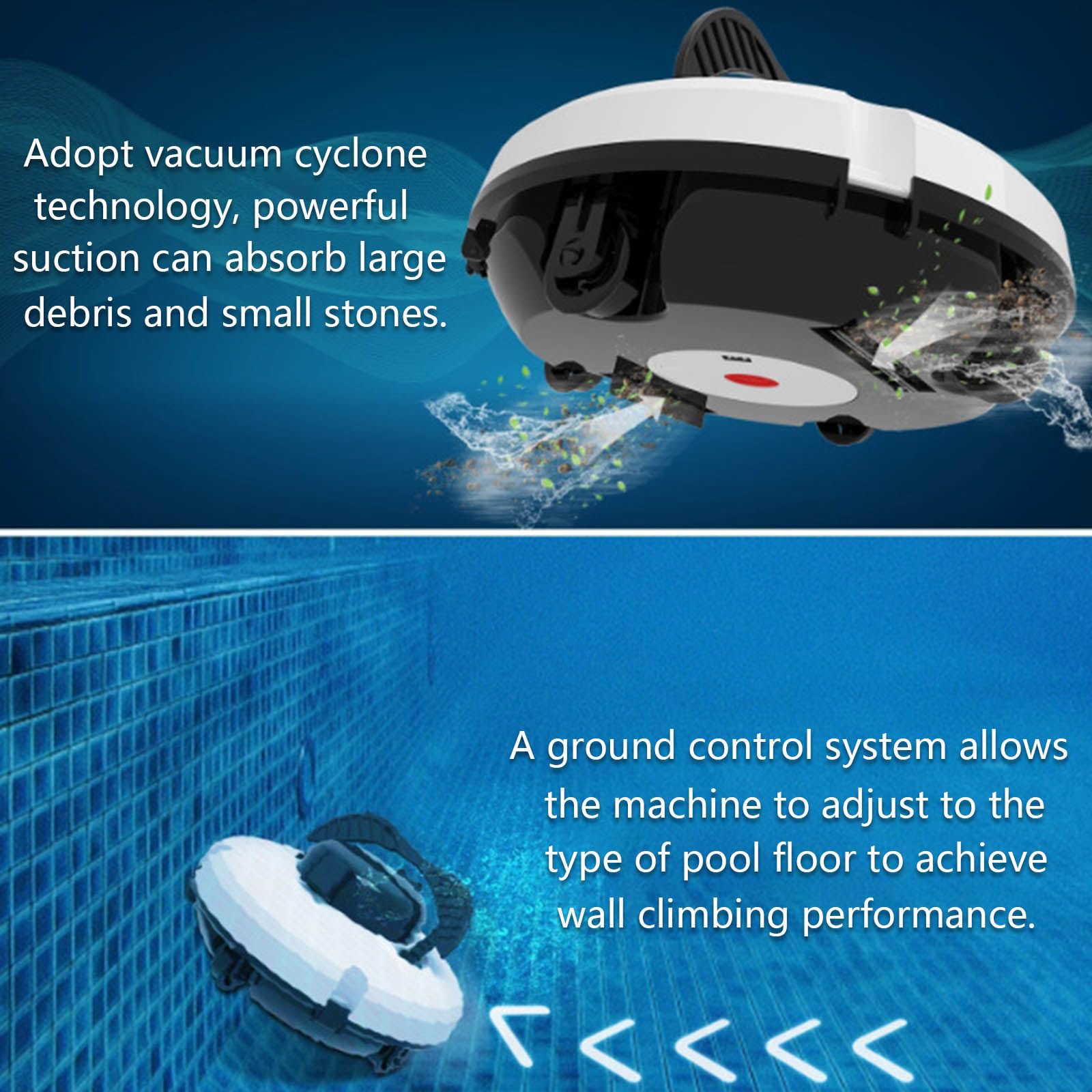 Robot pulitore per piscine, robot pulitore per piscine, pulitore automatico per piscine senza fili, aspirapolvere automatico per piscine fuori terra e piscine interrate