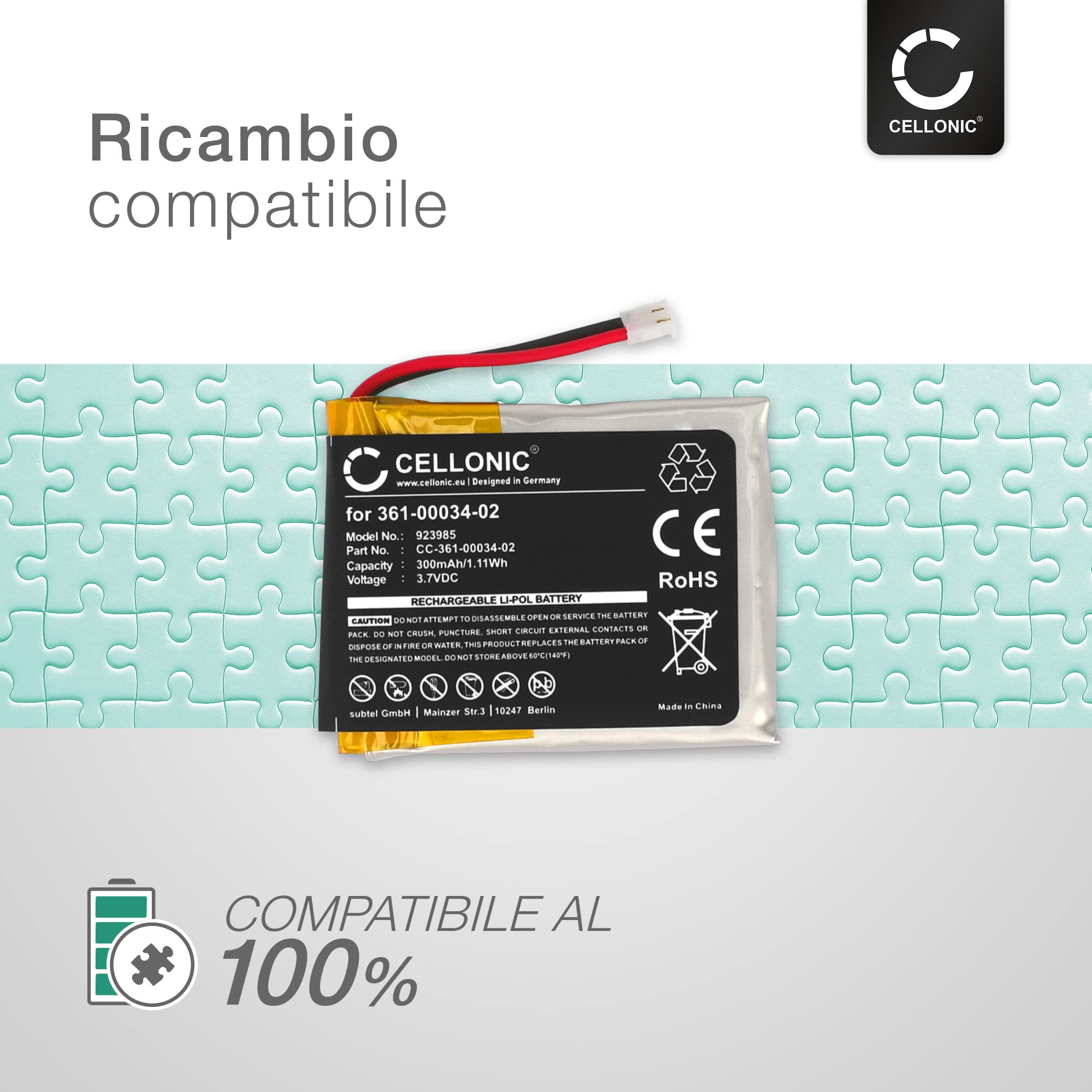 CELLONIC 1x Batteria per Smartwatch e braccialetto fitness Compatibile con Garmin Fenix 3 HR, Fenix 3 – (300mAh, 3.7V) + Set di strumento