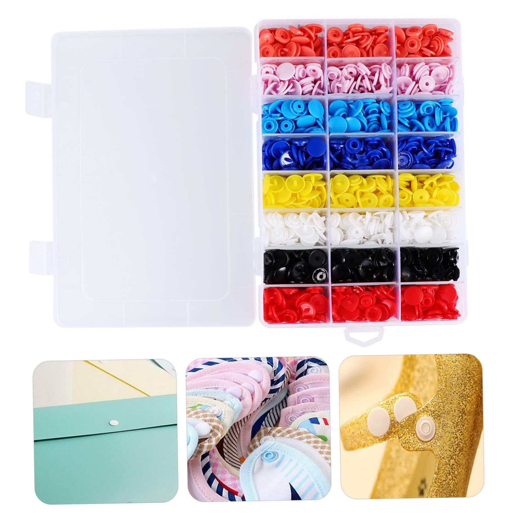 SHINEOFI Set Da 360 Bottoni Automatici in Resina Multicolore Per Cucito Fai Da Te, Kit Completo Per Abbigliamento e Tessuti, Per Pannolini, Bavaglini e Indumenti Ragazzo Ragazza
