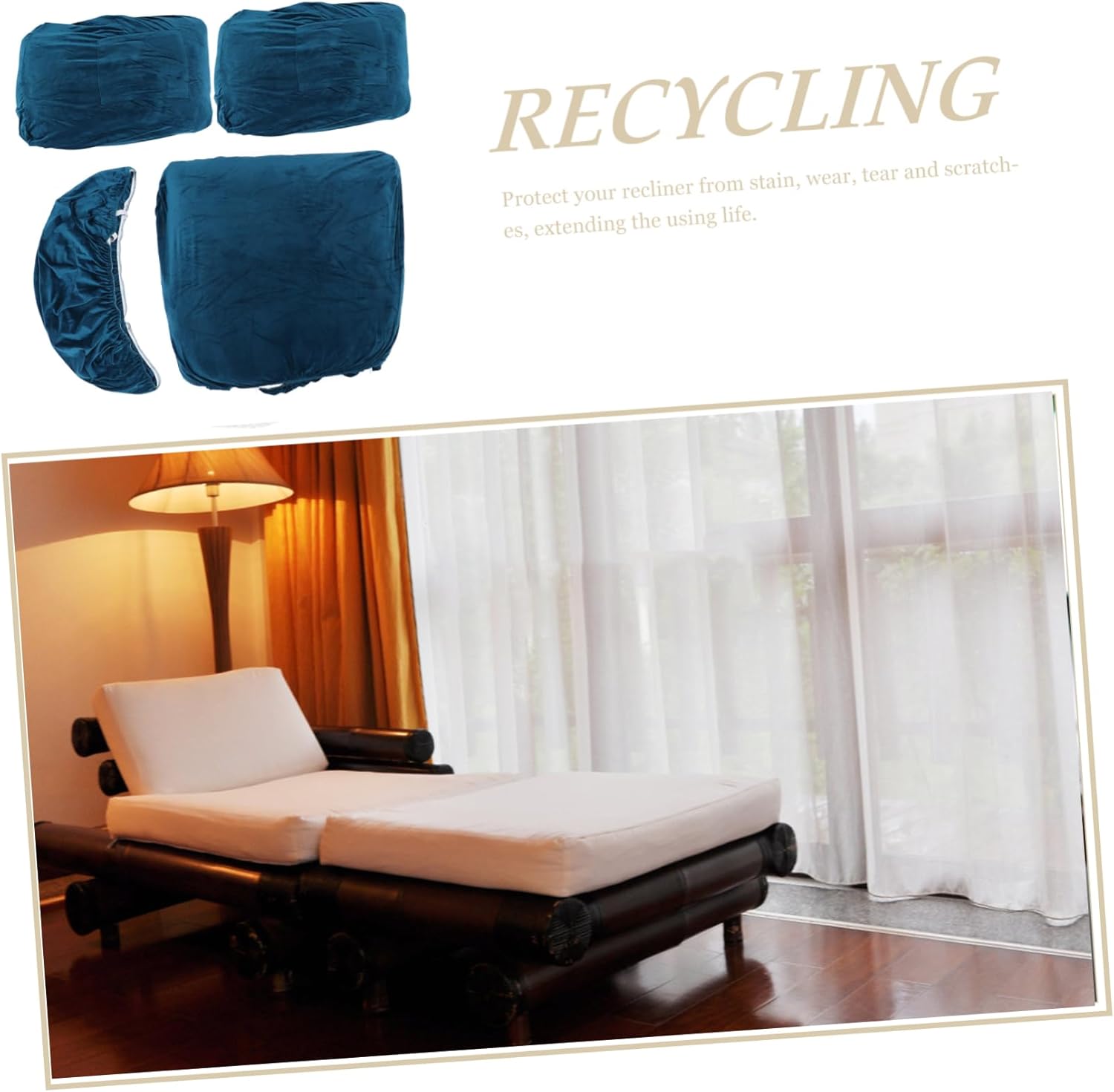 PRETYZOOM 1set Elastic Recliner Sofa Cover Non- Stretch Recliner Chair Protector Deep Water Material for Easy Care and Use