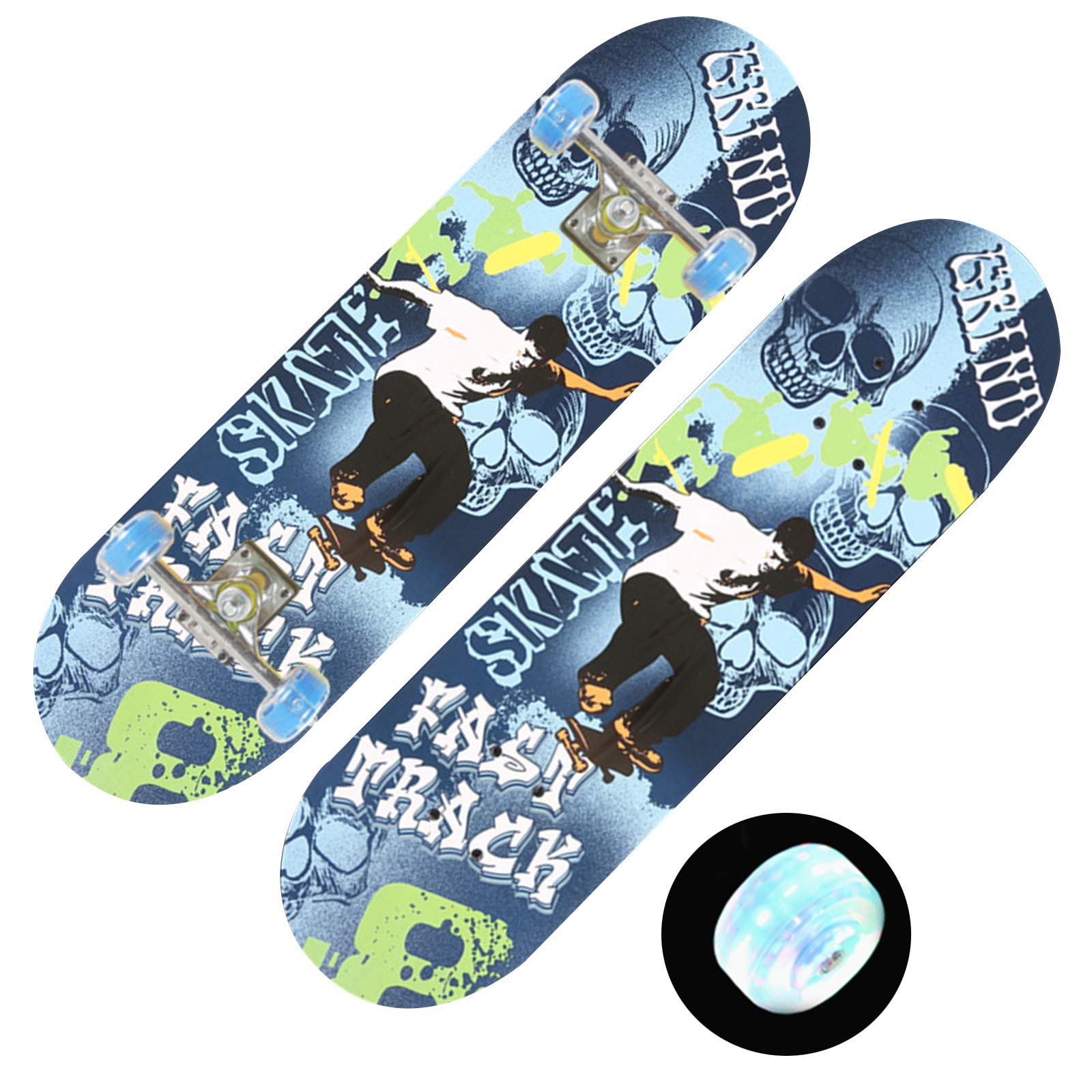 Skateboard Planche à roulettes pour Enfants LED 28 Pouces en éRable Mini Cruiser Planche à roulettes, Skateboard Clignotante à LED pour Enfants âGéS De 6 à 15 Ans