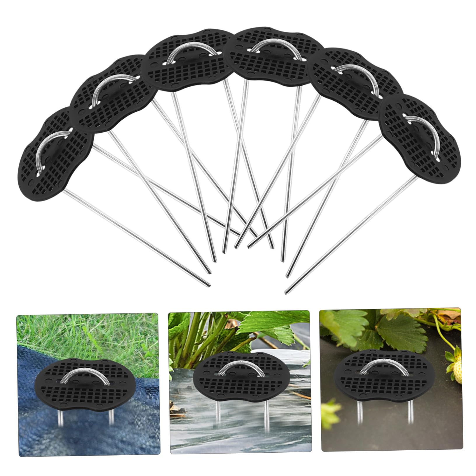 BESTonZON 50 Ensembles Piquets U Galvanisés pour Fixation Sol Lot de Outils de Fixation Solides pour Bâche Paillage et Aménagement Paysager Extérieur