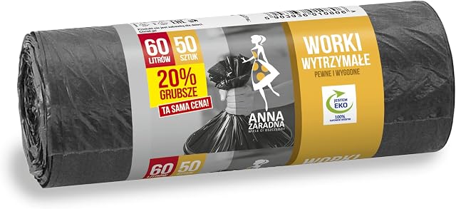 Anna Zaradna Worki na śmieci WYTRZYMAŁE 20% grubsze 60L 50szt