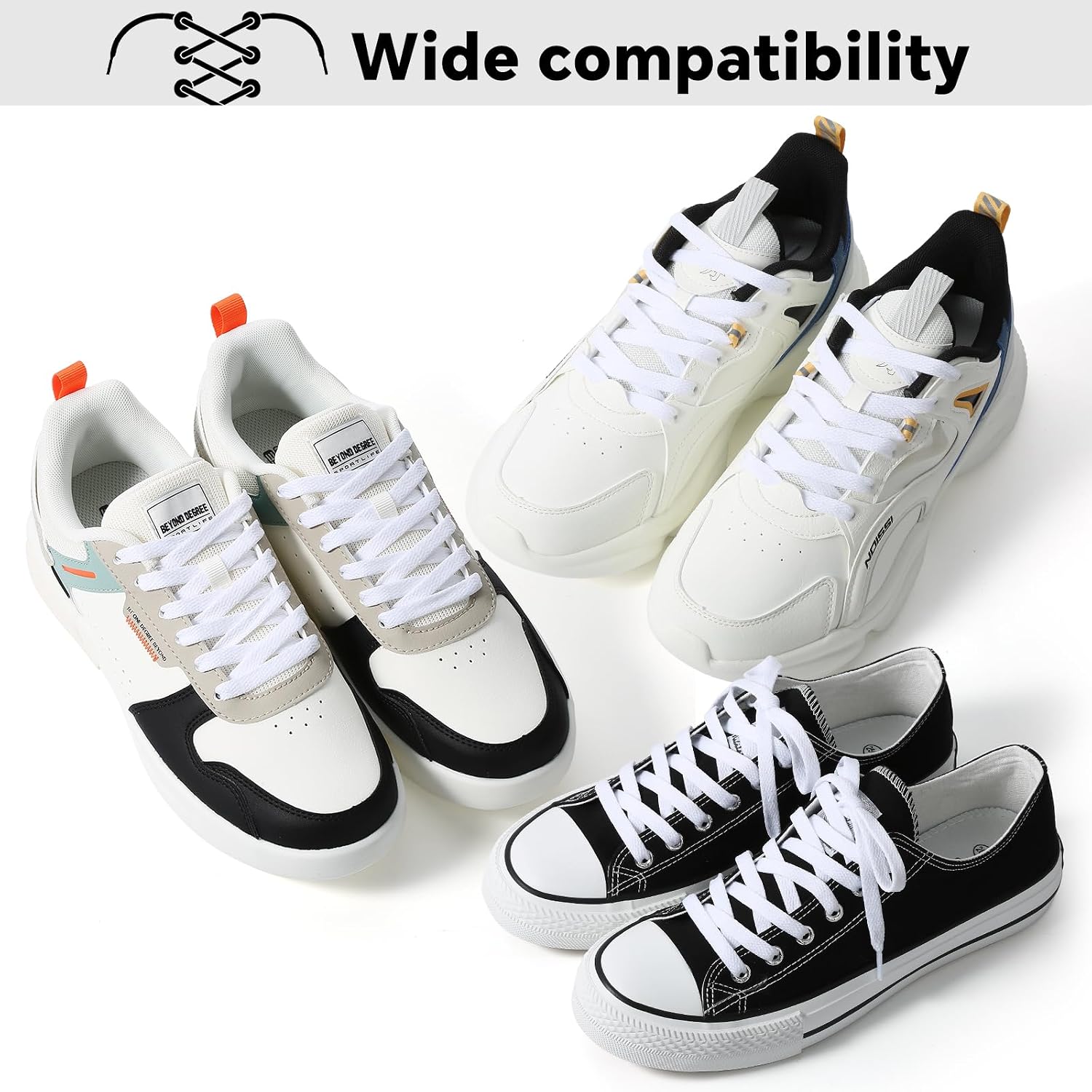 1 Pair Flat Shoe Laces for Sneakers, 54" Shoelaces for Sneakers, 5/16” Wide Athletic Shoelaces for Replacement