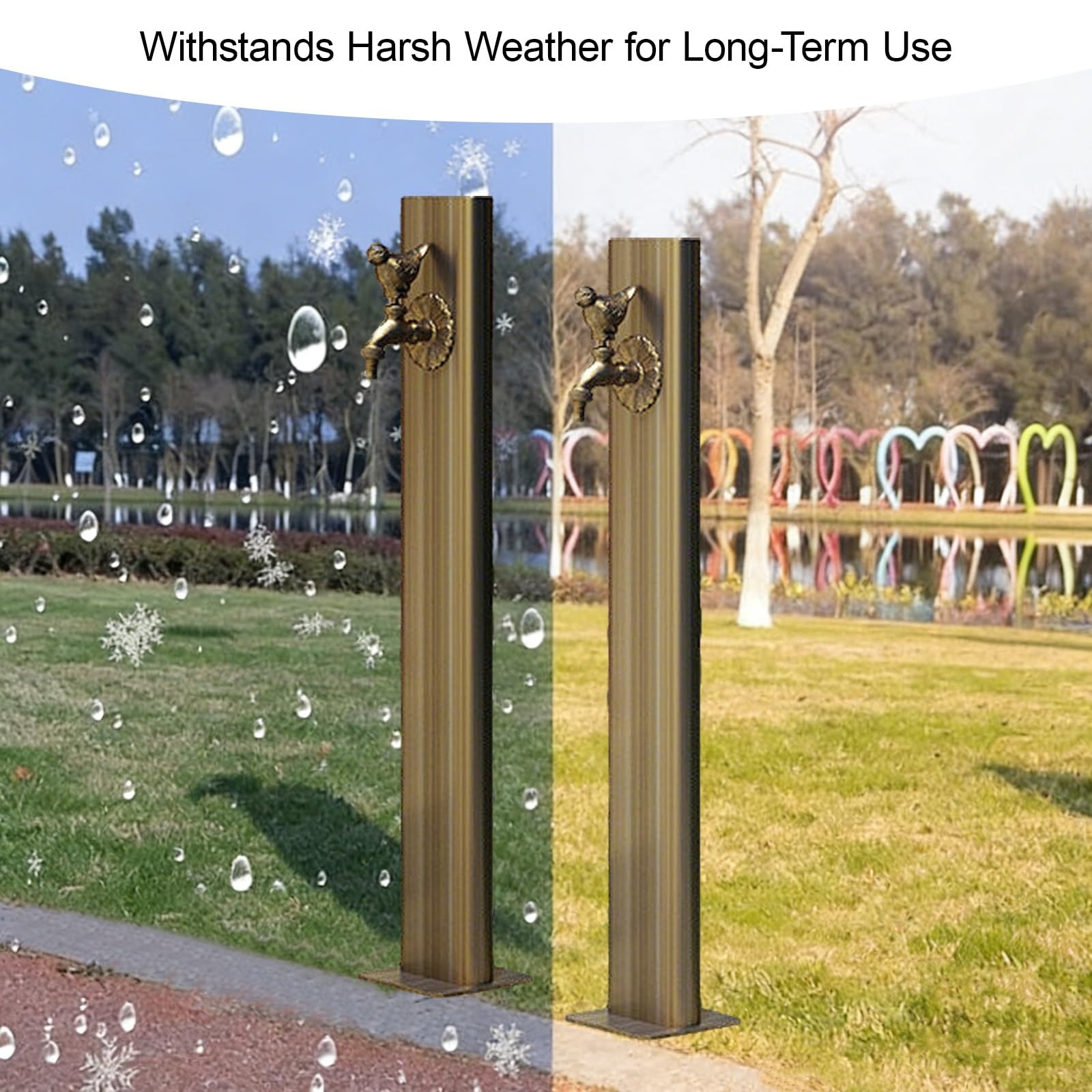 Manguera de jardín con grifo, grifo de agua independiente, hidrante de jardín decorativo con entrada lateral y entrada inferior, columna de agua al aire libre para un fácil acceso