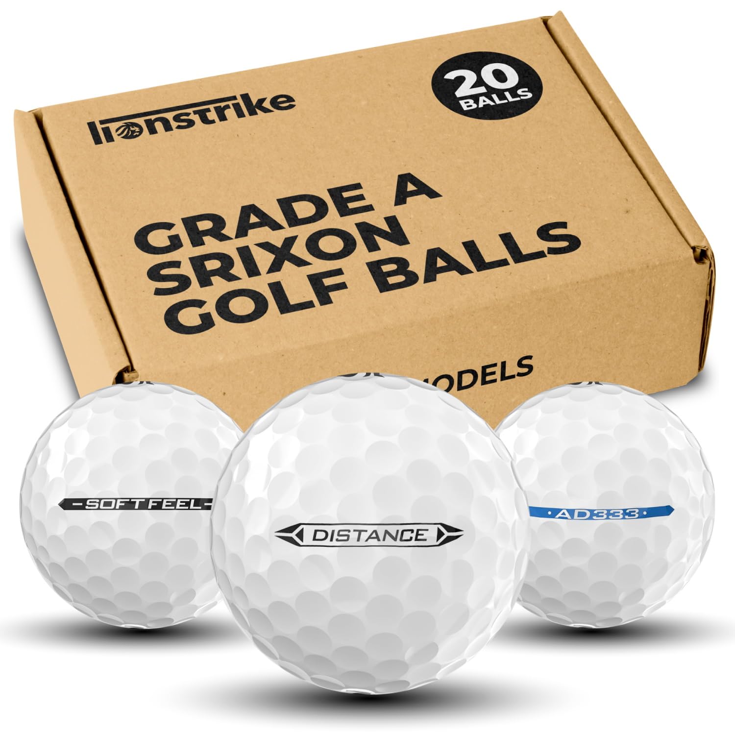 Lionstrike Srixon Mix Recycled Golf Balls Pack of 20 | Grade A Lake Balls | Soft Feel, Distance Mix | Premium Reusable Golf Balls for Distance, Control & Practice Collection